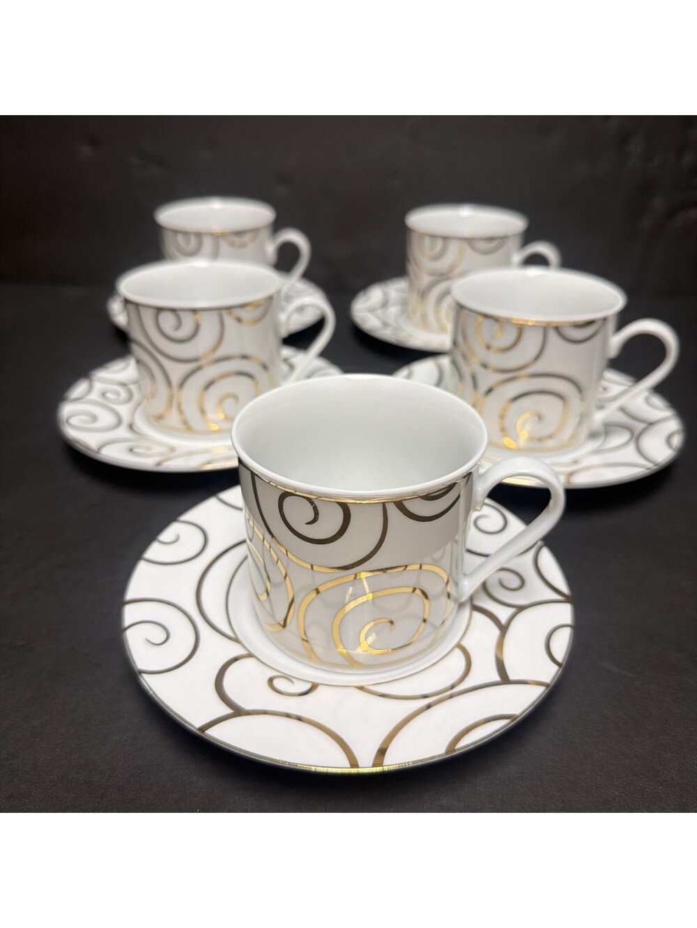 Pier One Gold Swirl Cup Saucer Set Retired Vintage Priced Each Set Holiday